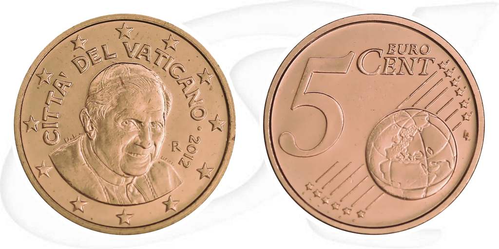 Vatikan 2012 5 Cent Benedikt Umlauf Kurs Münze Vorderseite und Rückseite zusammen