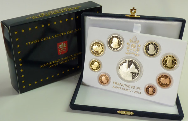 Vatikan Kursmünzensatz 2014 PP OVP Papst Benedikt XVI.