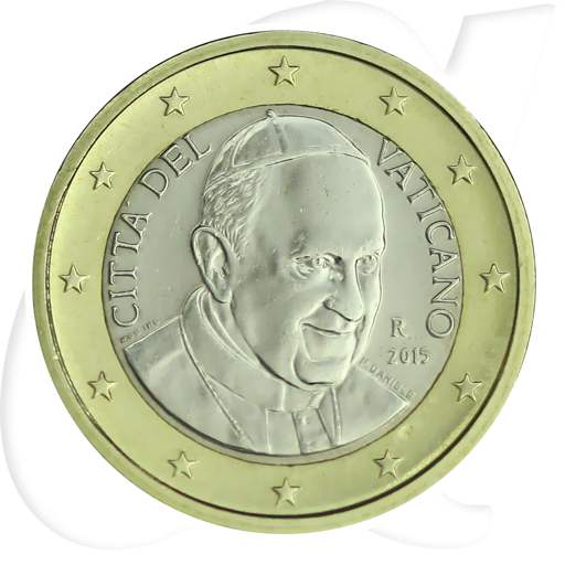 Vatikan 2015 1 Euro Papst Franziskus Umlauf Kurs Münzen-Bildseite