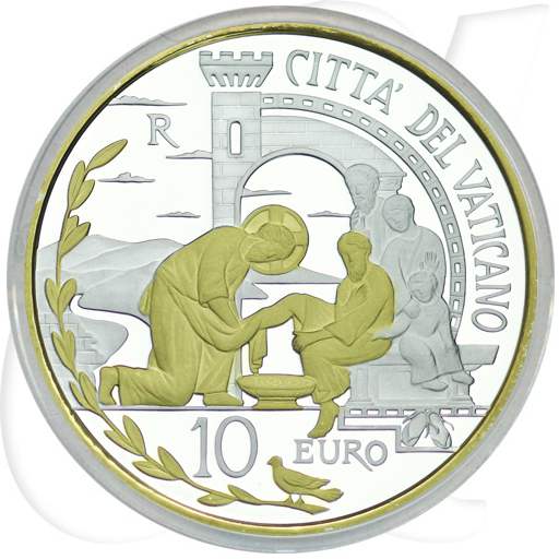 Vatikan 10 Euro 2019 PP Silber teilvergoldet OVP 52. Weltfriedenstag