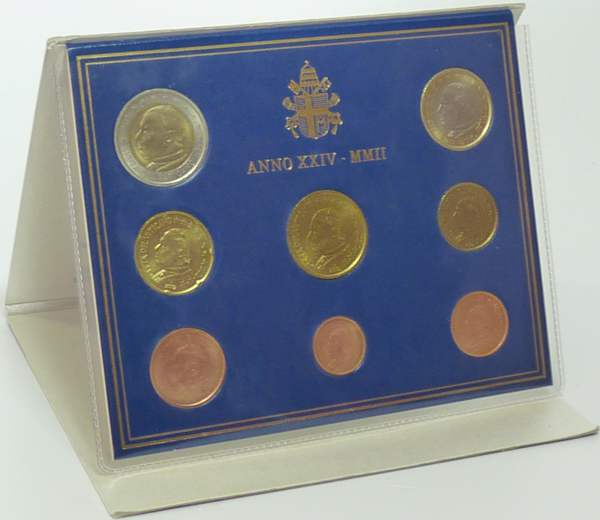 Vatikan Kursmünzensatz 2002 st OVP Euro Johannes Paul II