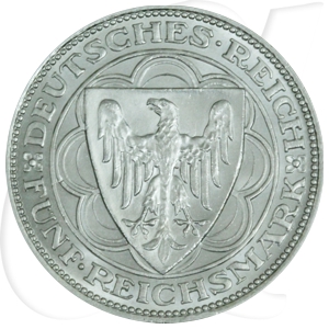 Weimarer Republik 5 Mark 1927 A vz 100 Jahre Bremerhaven