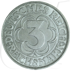 Weimarer Republik 3 Mark 1927 A vz-st 1000 Jahre Nordhausen