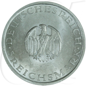Weimarer Republik 5 Mark 1929 F vz 200. Geb. Gotthold Ephraim Lessing