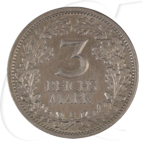 Weimarer Republik 3 Mark 1931 E ss-vz Kursmünze
